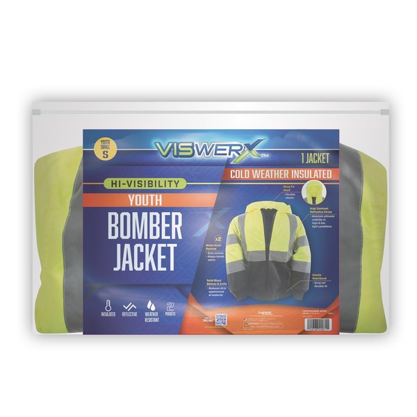 Viswerx Hi-Vis Quilted Bomber Jacket Childrens SM 127-22071